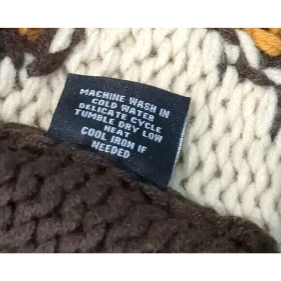 Vertigo Womens L Chunky Crochet Long Sweater Vest Brown Patchwork Boho Western - Picture 9 of 10